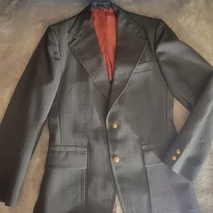 Vintage 1960s CESARE LARINI FIGLIO Milano Men Jacket L/XL Blazer Black*mint